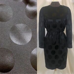 ❤️ LAST CHANCE Vintage 1980s Liz Claiborne Dot Brocade L/S Dress w/ Tulip Skirt